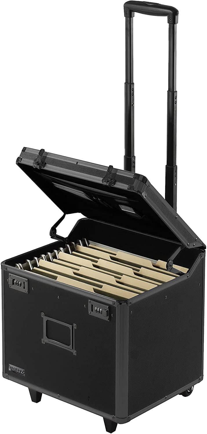 Vaultz Locking Mobile File Chest, Letter/Legal Files, 17.5" X 15.5" X 14.5", Black