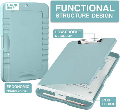 Sooez Clipboards with Storage, High Capacity Clip Boards 8.5x11 with Storage, Heavy Duty Nursing Clipboard Folder, Plastic Clipboard with Pen Holder for Women Teachers Work, School & Office Supplies