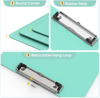 Plastic Clipboards 2 Pack, A4 Black Clip Board 8.5x11 for Classroom, Students, Kid, Woman, Size 9" x 12.5" with Low Profile Clip, Office & School Supply