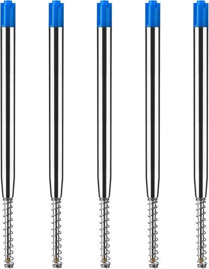 TIESOME 5pcs Replaceable Ballpoint Pen Refills with Spring Metal Ball Point Refills Smooth Writing Pen Refills, 0.7mm Retractable Ballpoint Pen Refills for School Office Supplies (Blue)