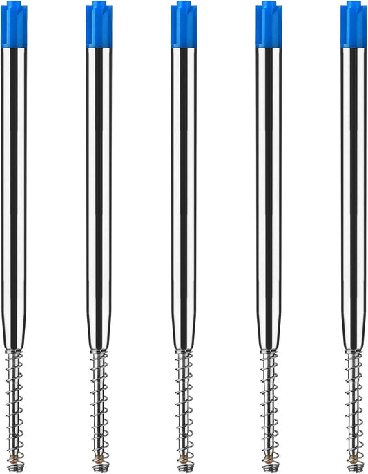 TIESOME 5pcs Replaceable Ballpoint Pen Refills with Spring Metal Ball Point Refills Smooth Writing Pen Refills, 0.7mm Retractable Ballpoint Pen Refills for School Office Supplies (Blue)
