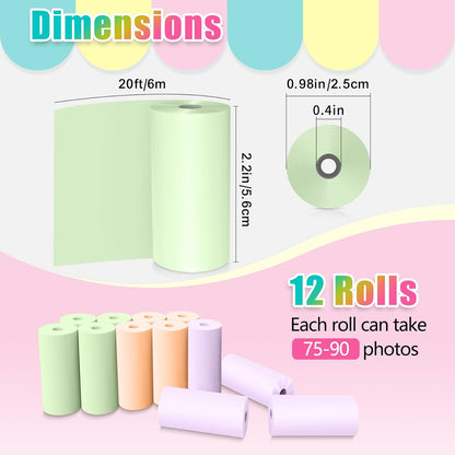 12 Rolls Instant Print Camera for Kids Refill Print Paper - Hikkon Thermal Print Paper Rolls Photo Print HD Printing for Most Kids Instant Camera - Paper Only(White-12)