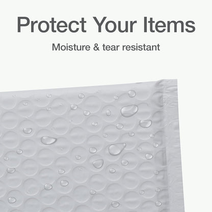 Quality Park Bubble Mailers, 6 x 9 Inch, White Poly Mailers, Padded Envelopes, Shipping Envelopes, Water Resistant, Self Seal, 50 Per Box (QUA85856), Plastic