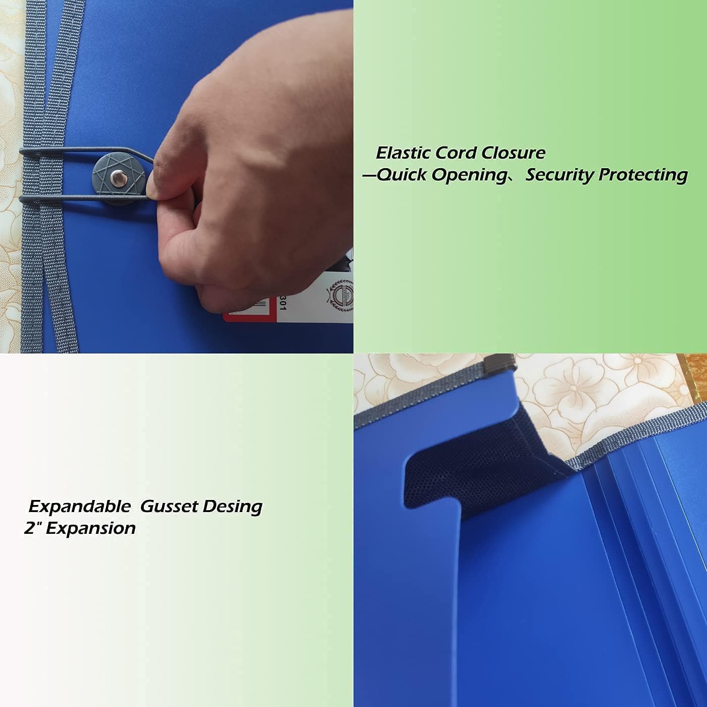 Expanding File Folder Document Organizer with Elastic Cord & Button Closure, Letter Size, 3.5" Expansion, Letter A4 Expandable File Folder for Home School Office Organization, 3 Pack