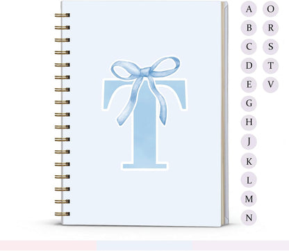 Blue Bow Journal Notebook for Girls,Initial H Journals Personalized Diary Gifts for Teen Girl Kids,Monogrammed Gifts for Women,Trendy Coquette Cute Hardcover Spiral Notebook 5.5 x 8.3 - Colors B
