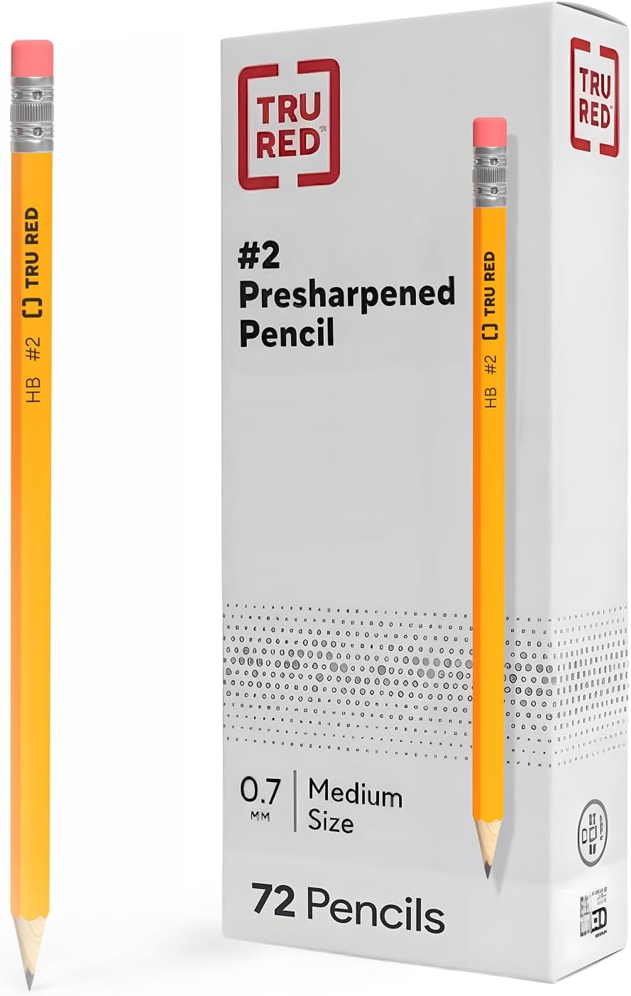 STAPLES Wooden Pencils, #2 Lead, Pre‑Sharpened, Yellow, 72 Pack – Classic Hex Pencils for School, Testing & Office Use