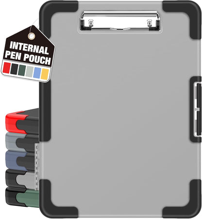 Sooez Toughest Clipboard with Storage, Internal Pen Pouch Included, Letter/ A4 Size, Shockproof Heavy Duty Plastic Clip Boards 8.5x11”, High Capacity Clipboards Box Case for Contractor Trucker Driver