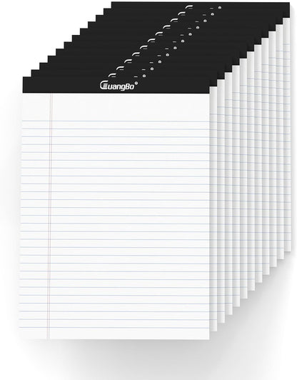 12 Pack White Legal Pads 8.5 x 11 Wide Ruled Note Pad 50 Sheets Notepads Micro Perforated Writing Pad for Work Study Daily Note Taking List