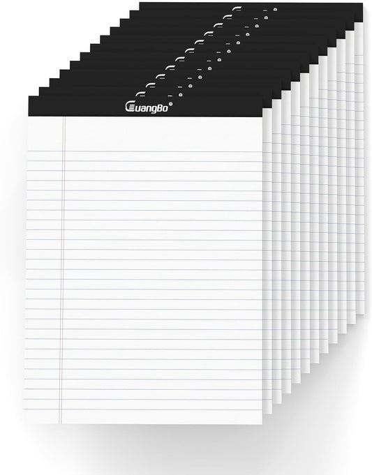12 Pack White Legal Pads 8.5 x 11 Wide Ruled Note Pad 50 Sheets Notepads Micro Perforated Writing Pad for Work Study Daily Note Taking List