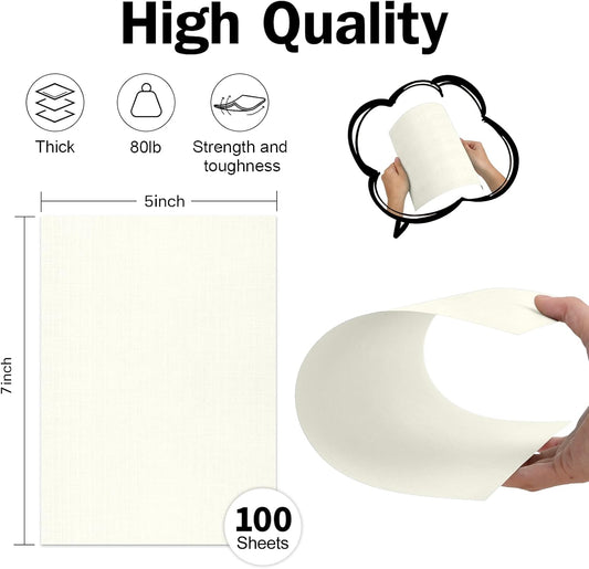 Linen Paper Textured Cardstock 8.5 x 11 White, Goefun 80 lb Wedding Invitation Cardstock Linen Paper for Printing Invitations, Arts & Crafts and Business Cards, 100 Pack