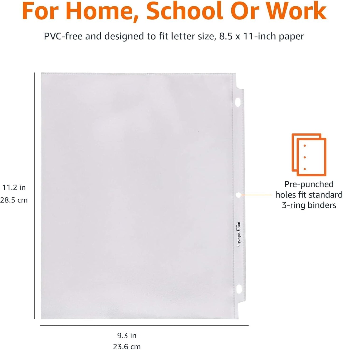 Amazon Basics Heavy Duty Sheet Protectors for 3 Ring Binder, Top Loading, Clear Plastic, 8.5 x 11 inch, 500-Pack