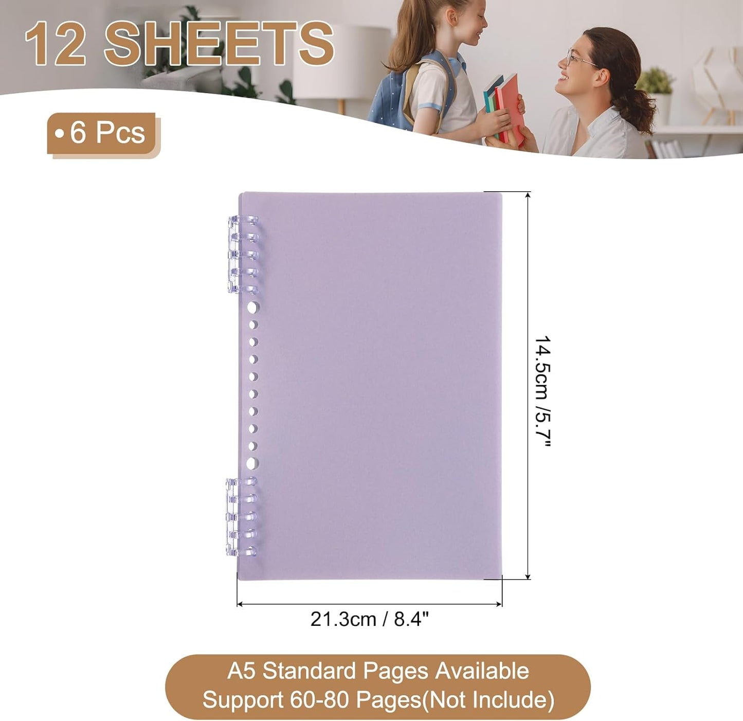 PATIKIL 12 Pack Binding Covers, A5(8.4x5.7 Inch) 22 Mil Plastic Notebook Covers Sheets with Binding Comb for Book Report Presentation, Light Blue