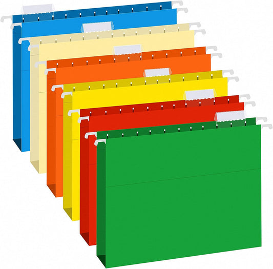 Hanging File Folders, RAZCC 30 Pack Reinforced Hanging Folders Letter Size, Designed for Bulky Files, Filing Cabinet, Adjustable Tabs, Assorted Colors