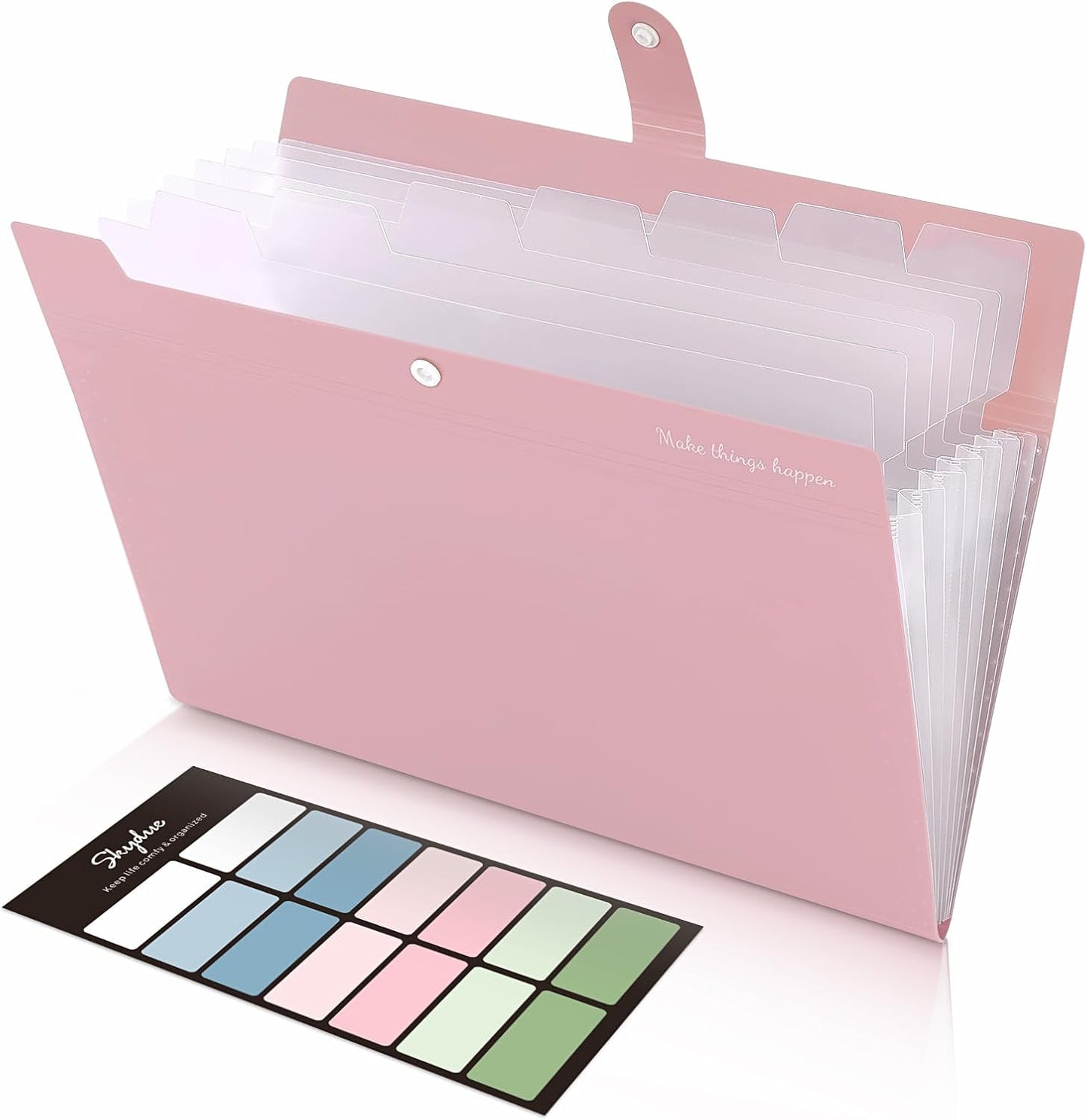 SKYDUE Expanding File Organizer with 8 Pockets, Accordion File Folders with Labels, Portable Document Paper Bill Receipt Organizer, Home College School Office Supplies, Letter Size, Blue