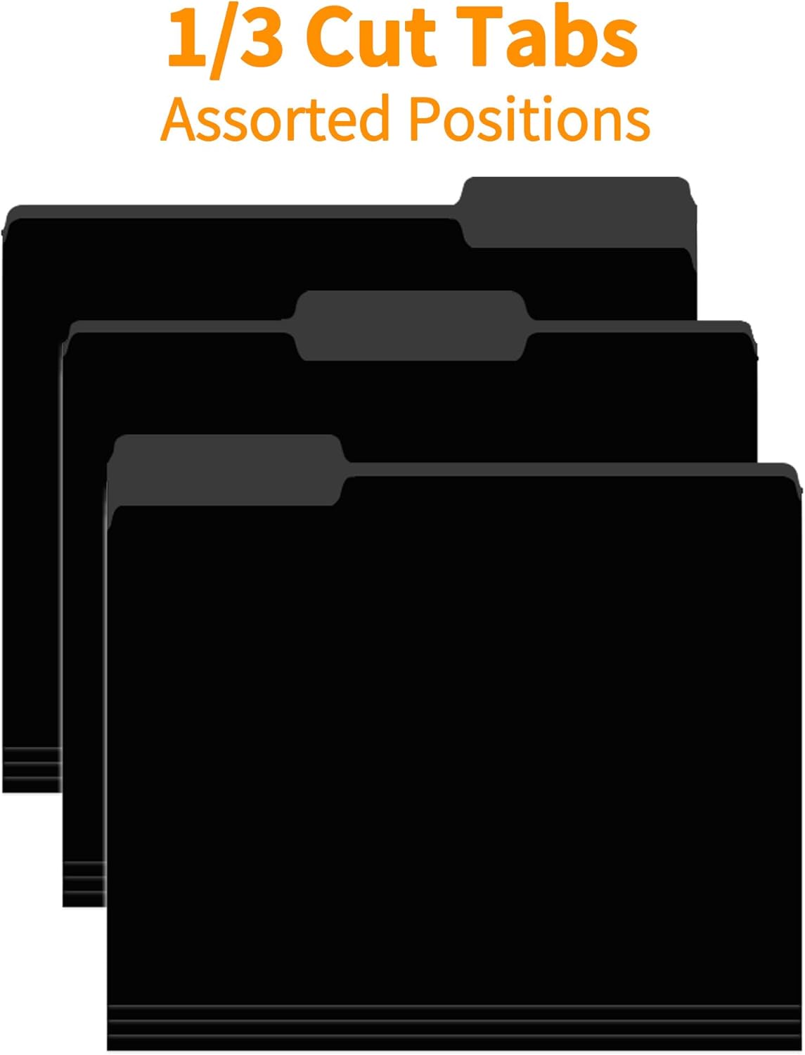 VZCPYTPM 100 Packs Black File Folder,Manilla File Folders Letter Size,1/3-Cut Tabs,8.5x11 File Folders for Office Filing,School Projects and Home,Organizer File Folder