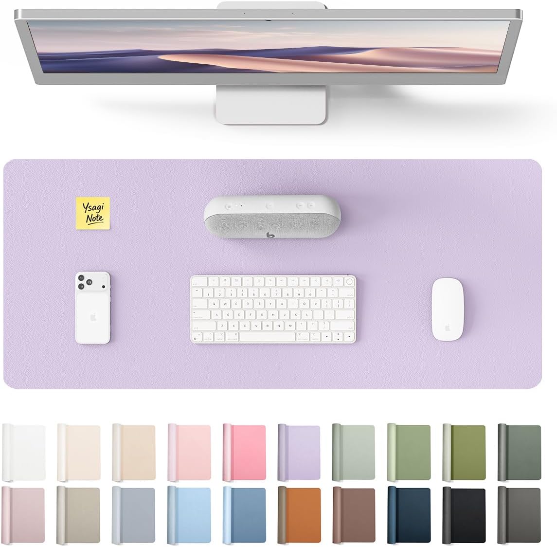 YSAGi Leather Office Desk Pad Protector, Large Mouse Pad, Non-Slip, PU Leather, Laptop Desk Blotter, Waterproof Writing Pad for Office and Home, Black, 23.6" x 13.8" - Colors A
