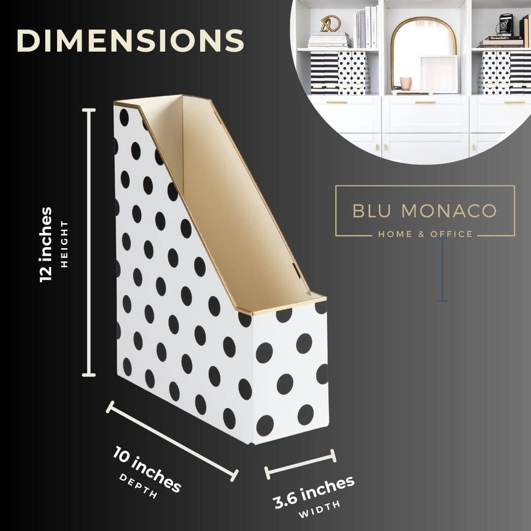 BLU MONACO | Cardboard Magazine File Holder Set of 4 | Vertical Magazine File Holder for Desk and Shelves | Standing File Holder for Classroom School Paper Storage