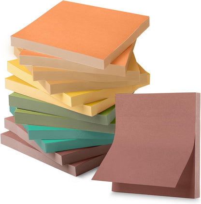 Mr. Pen- Sticky Notes, 3"x3", 12 Pads, 600 Sheets, New Earthy Colors, Sticky Notes Bulk, Self-Stick Note Pads, Perfect for Office, School, Home, Study & Organization