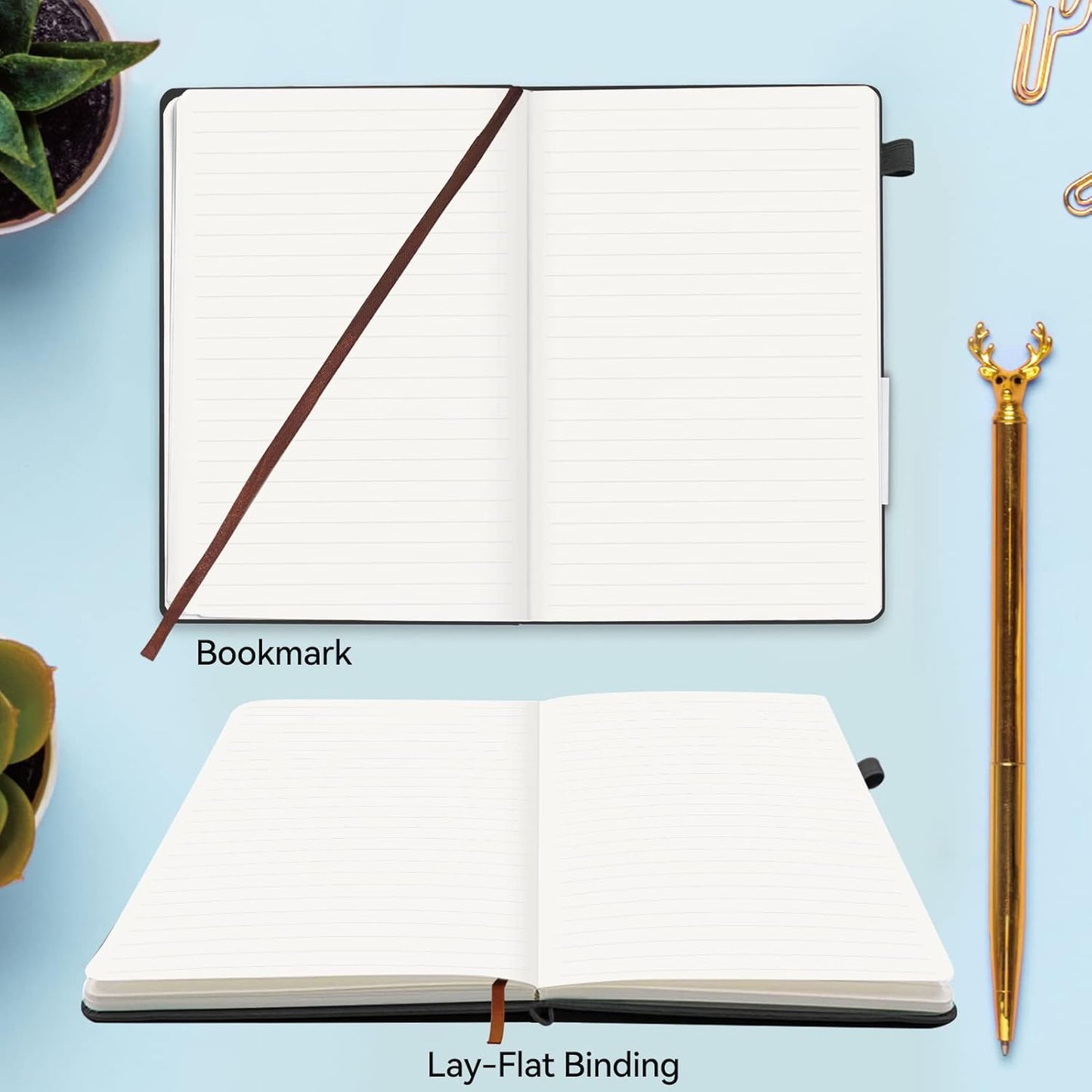 Lined Journal Notebook, 200 Pages, Leather Hardcover Notebooks, A5 College Ruled Thick Classic with Pen Loop Notebook Journals for Writing, for Women Men Office School, 5.75'' X 8.38'', Brown