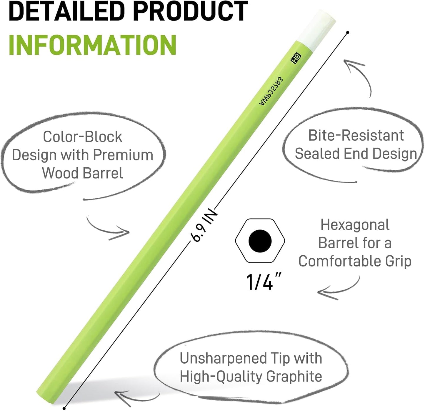 M&G Wood-Cased HB Pencils, 30 Count Green Barrel Black Wood, Hexagonal #2 HB Soft Bulk Pencils for School, Office, Unsharpened, No Eraser, Anti-Bite Tip, for Writing, Drawing & Sketching