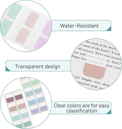 Sticky Index Tabs - 240 Repositionable Page Markers for Notebooks & Books, Transparent Writable Tabs for Office & School (1x1 Inch)