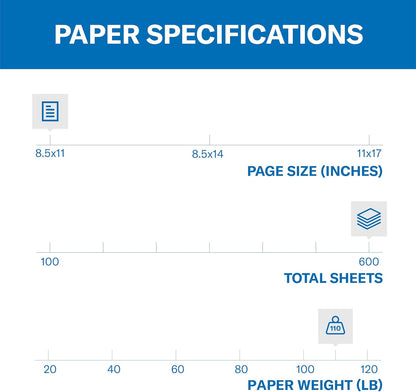 Hammermill White Cardstock, 110 lb, 8.5 x 11 White Cardstock - Thick Card Stock, Made in the USA, 168380C, 3 Pack (600 Sheets)