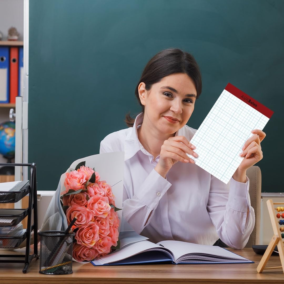 Grid Paper Pad 5x8 Inches, Graph Paper Pad 4x4, Grid Notepad, 1 Pack, 5x8 Graph Paper 1/4 Grid, Graphing Paper, Engineering Pad, 100 Sheets 200 Pages Perforated Pad for School, Home, & Office