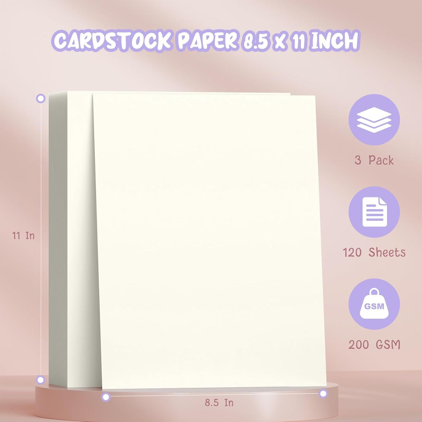 40 Sheets Cream Cardstock Paper 8.5 x 11, Ivory Cardstock Printer Paper 8.5x11, Off White Card Stock Paper 8.5 x 11, 200 GSM Construction Paper for DIY Cards, Greeting Cards, Wedding Invitations