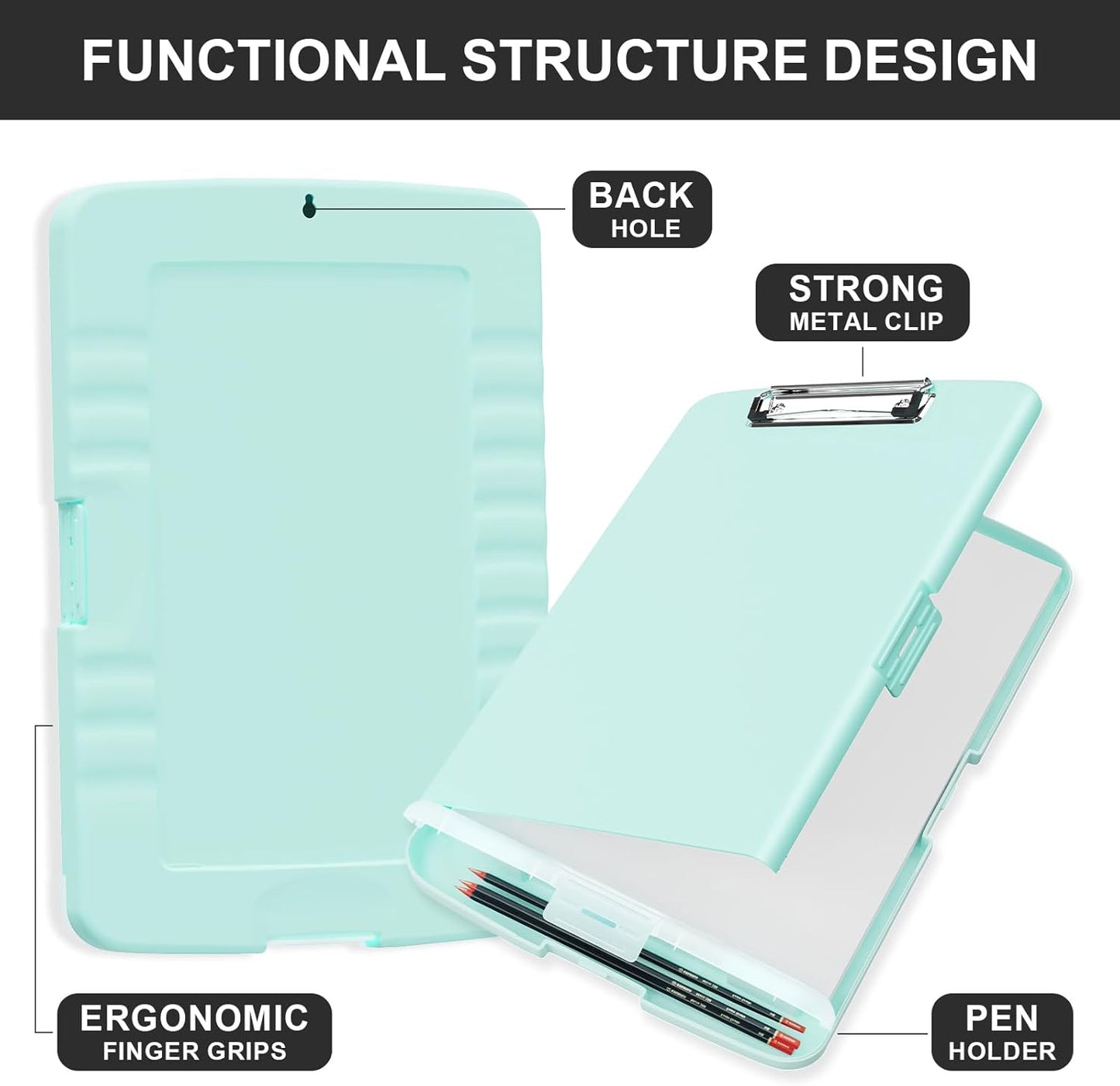 Plastic Clipboard with Storage, 8.5 x 11 Storage Organization Box Side-Opening, Heavy Duty Clip Board with Pen Holder and Paper Folder for Nurses, Teachers, Office & School Supply, Orange