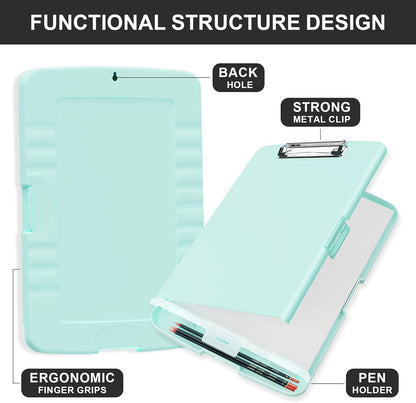 Plastic Clipboard with Storage, 8.5 x 11 Storage Organization Box Side-Opening, Heavy Duty Clip Board with Pen Holder and Paper Folder for Nurses, Teachers, Office & School Supply, Orange