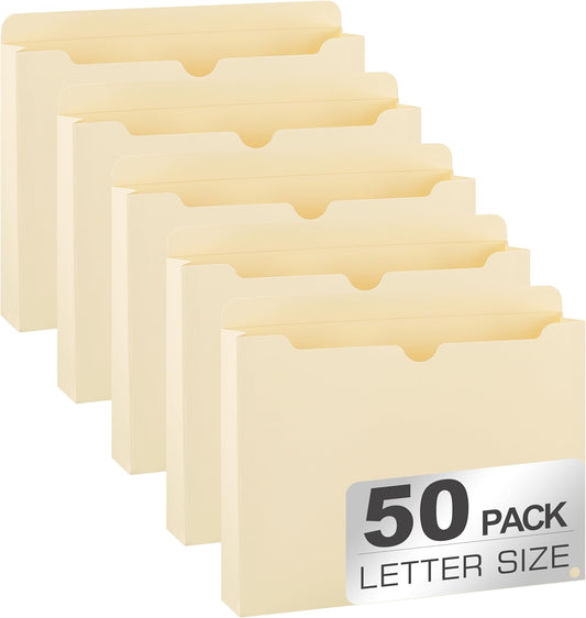 Manila File Jacket,10x12 Inches Jacket File Folders,2 Inch Expandable Sides Manila Folders,100 Packs Project File Jacket,Assorted Positions,Reinforced Straight-Cut Tab