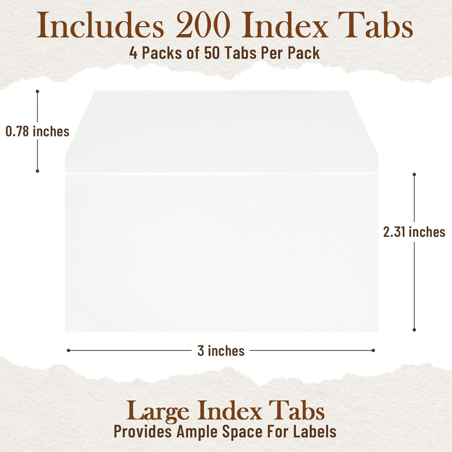 Marspark 3 Inch Sticky Tabs, 200 Pcs, White Index Sticky Tabs for Notebooks Books, Transparent Pop up Page Markers for Annotating, Teacher Supplies, Study Aids, Supplies Office