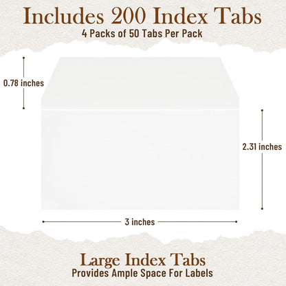 Marspark 3 Inch Sticky Tabs, 200 Pcs, White Index Sticky Tabs for Notebooks Books, Transparent Pop up Page Markers for Annotating, Teacher Supplies, Study Aids, Supplies Office