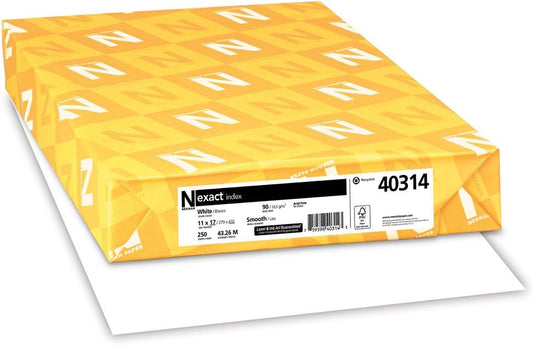 Wausau Exact Index Cardstock, 250 Sheets, White, 94 Brightness, 90 lb, 11 x 17 Inches
