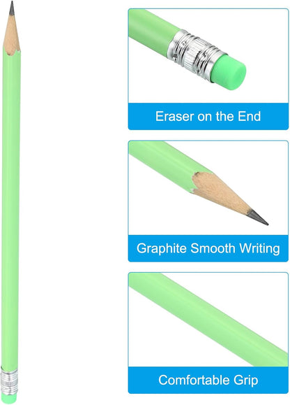 PATIKIL Round Pencils, 24 Pack HB Graphite Pencils with Eraser Wood Pencils Cute Pencil for Classroom Teacher Office Supplies, Pink