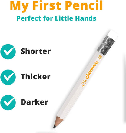 Channie's My First Pencil, Easy-to-Hold Jumbo Pencils for Preschoolers, Kindergarteners & 1st Graders, Brown Wooden 2B Fat Pencils for Kids Ages 3-7, 2 Pack (5 Each) + Sharpener