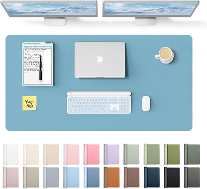 YSAGi Leather Office Desk Pad Protector, Large Mouse Pad, Non-Slip, PU Leather, Laptop Desk Blotter, Waterproof Writing Pad for Office and Home, Black, 23.6" x 13.8" - Colors A
