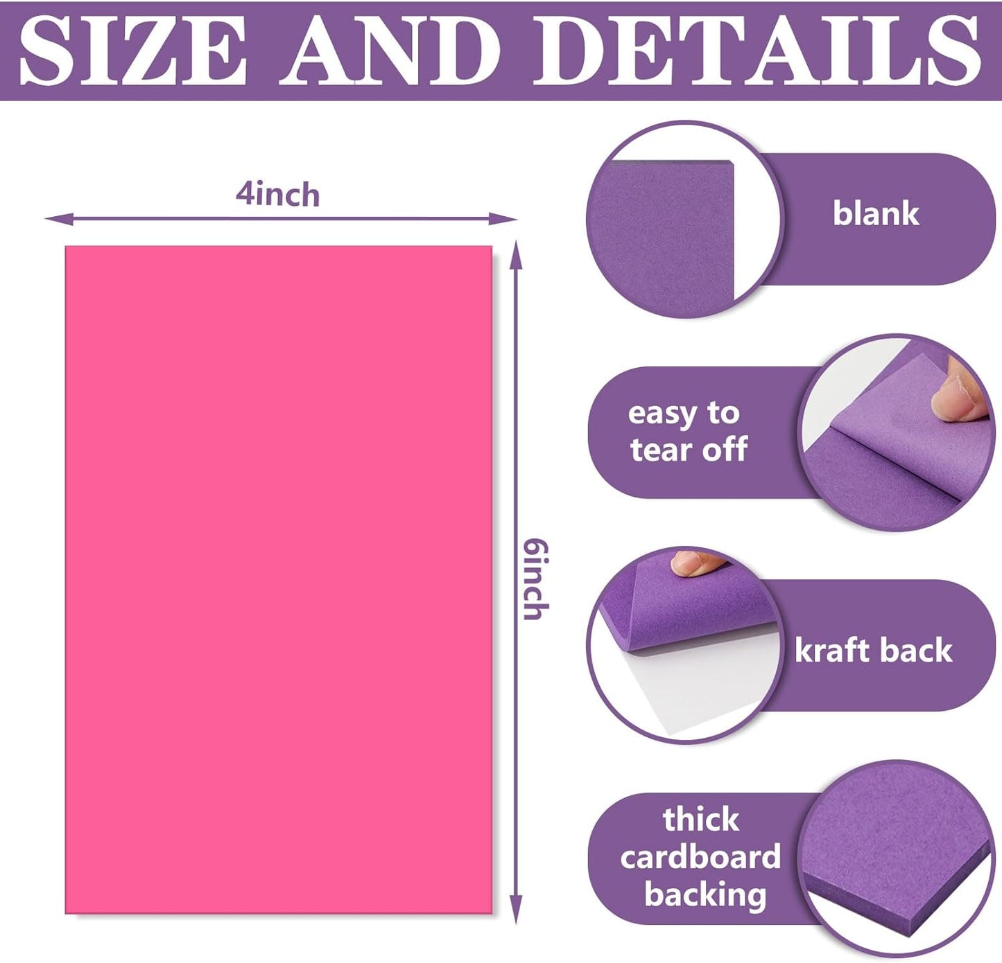 Whaline 6 Pack Blank Notepads 4 x 6 Inch Colorful Paper Pads 50 Sheets Each Pad Small Memo Pads with Cardboard Backing for Classroom Home Office Supplies