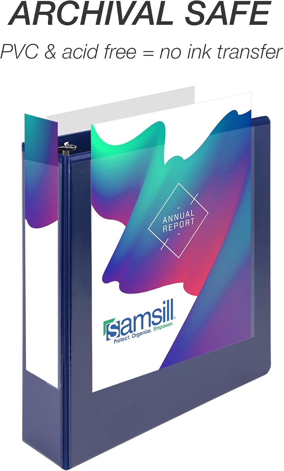 Samsill Durable 4 inch 3 Ring Binder, D Ring Binder, 100% Recycled Chipboard, Black, 2 Pack