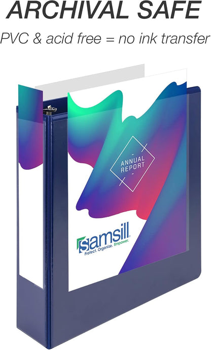 Samsill Durable 4 inch 3 Ring Binder, D Ring Binder, 100% Recycled Chipboard, Black, 2 Pack