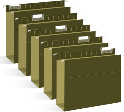 Hanging File Folders, RAZCC 30 Pack Letter Size Reinforced Hanging Folders with Heavy Duty 2 Inch Expansion for Bulky Files, Filing Cabinet, Adjustable Tabs, Green