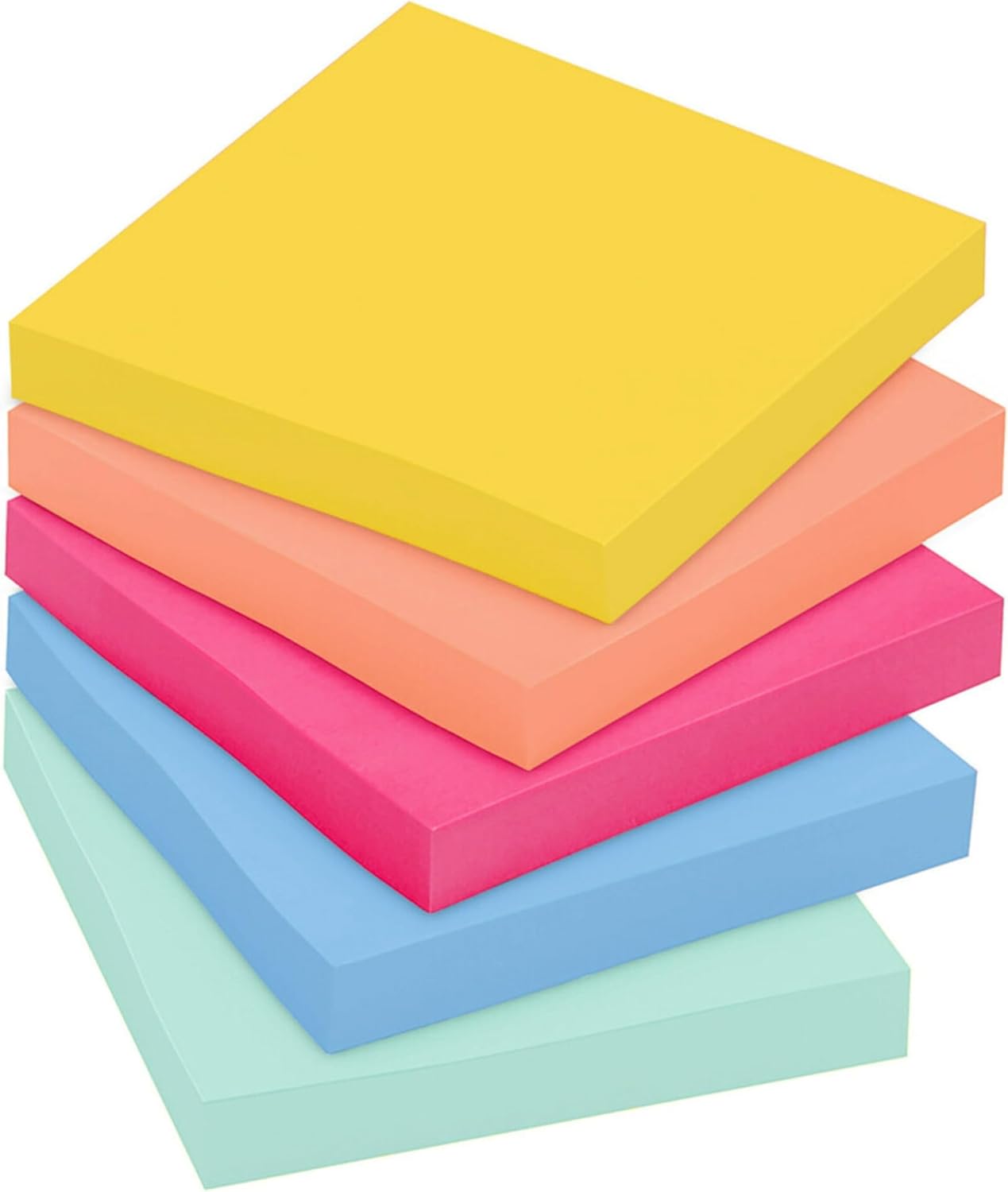 Post-it Super Sticky Notes, 5 Sticky Note Pads, 3 x 3 in., School Supplies, Office Products, 2X the Sticking Power, Summer Joy Collection
