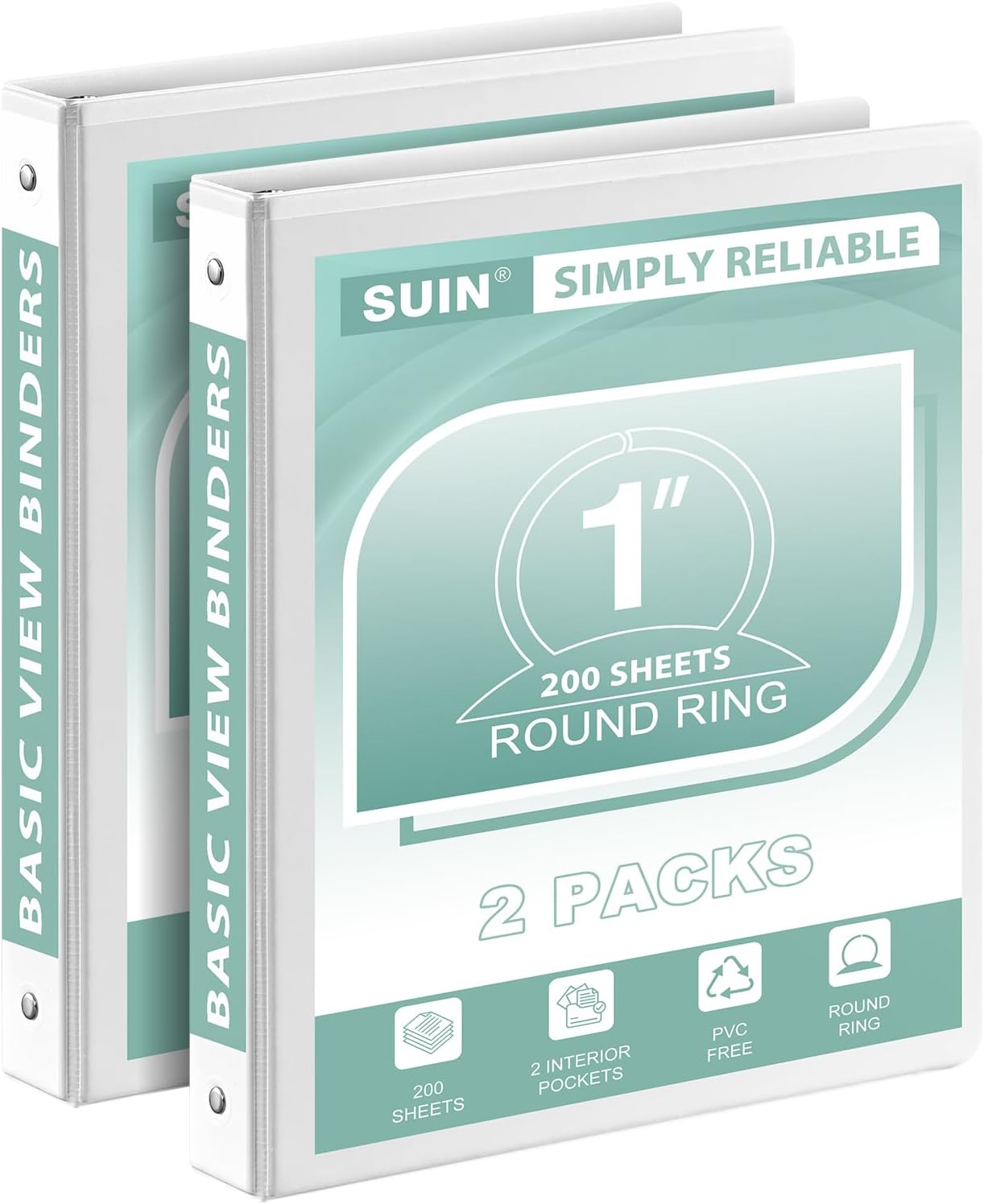 SUIN1-Inch 3-Ring-Binder, Customizable Clear View Cover, for US Letter Size 8-1/2 x 11'', Perfect for Office/School (Black - 12 Packs)
