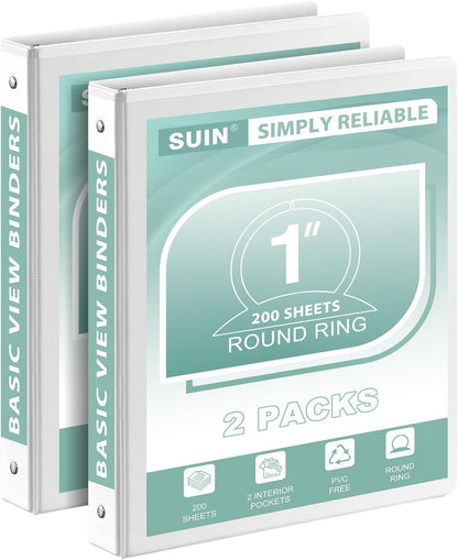 SUIN1-Inch 3-Ring-Binder, Customizable Clear View Cover, for US Letter Size 8-1/2 x 11'', Perfect for Office/School (Black - 12 Packs)