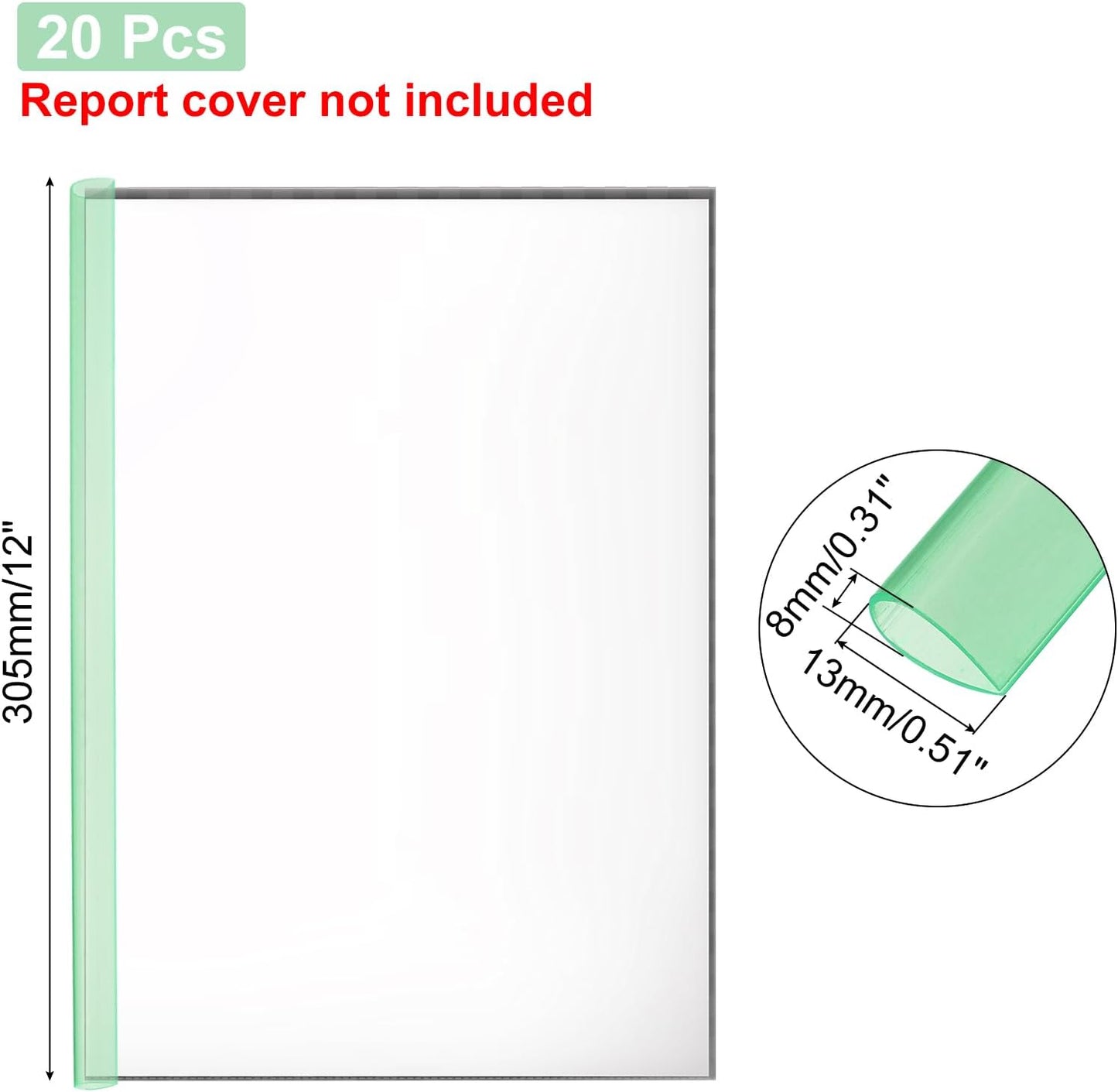 PATIKIL 20Pcs Binding Bars, 13x8mm Binding Bars Slide Grip 50 Sheets Capacity A4 Size Report Binder Presentation Binder for Study Office Report Cover Resume, Transparent Yellow