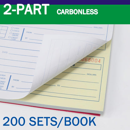 Money and Rent Receipt Book 2-Part Carbonless 7-5/8" x 11" Spiral Bound 200 Sets per Book 4 Receipts per Page(1pack)