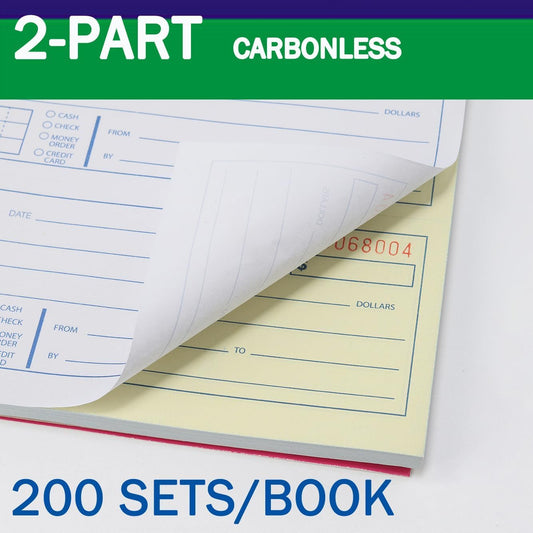 Money and Rent Receipt Book 2-Part Carbonless 7-5/8" x 11" Spiral Bound 200 Sets per Book 4 Receipts per Page(1pack)