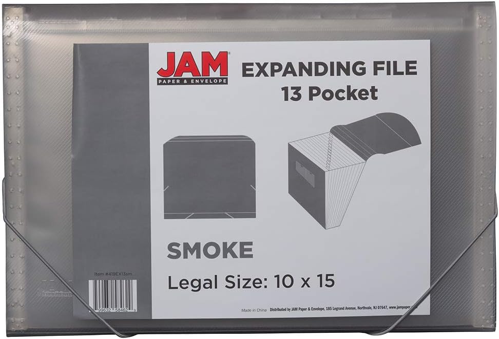 JAM Paper Accordion Folders - 13 Pocket Plastic Expanding File - Legal Size - 10 x 15 - Red - Sold Individually
