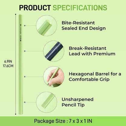 M&G Wood-Cased HB Pencils, 30 Count Green Barrel Black Wood, Hexagonal #2 HB Soft Bulk Pencils for School, Office, Unsharpened, No Eraser, Anti-Bite Tip, for Writing, Drawing & Sketching