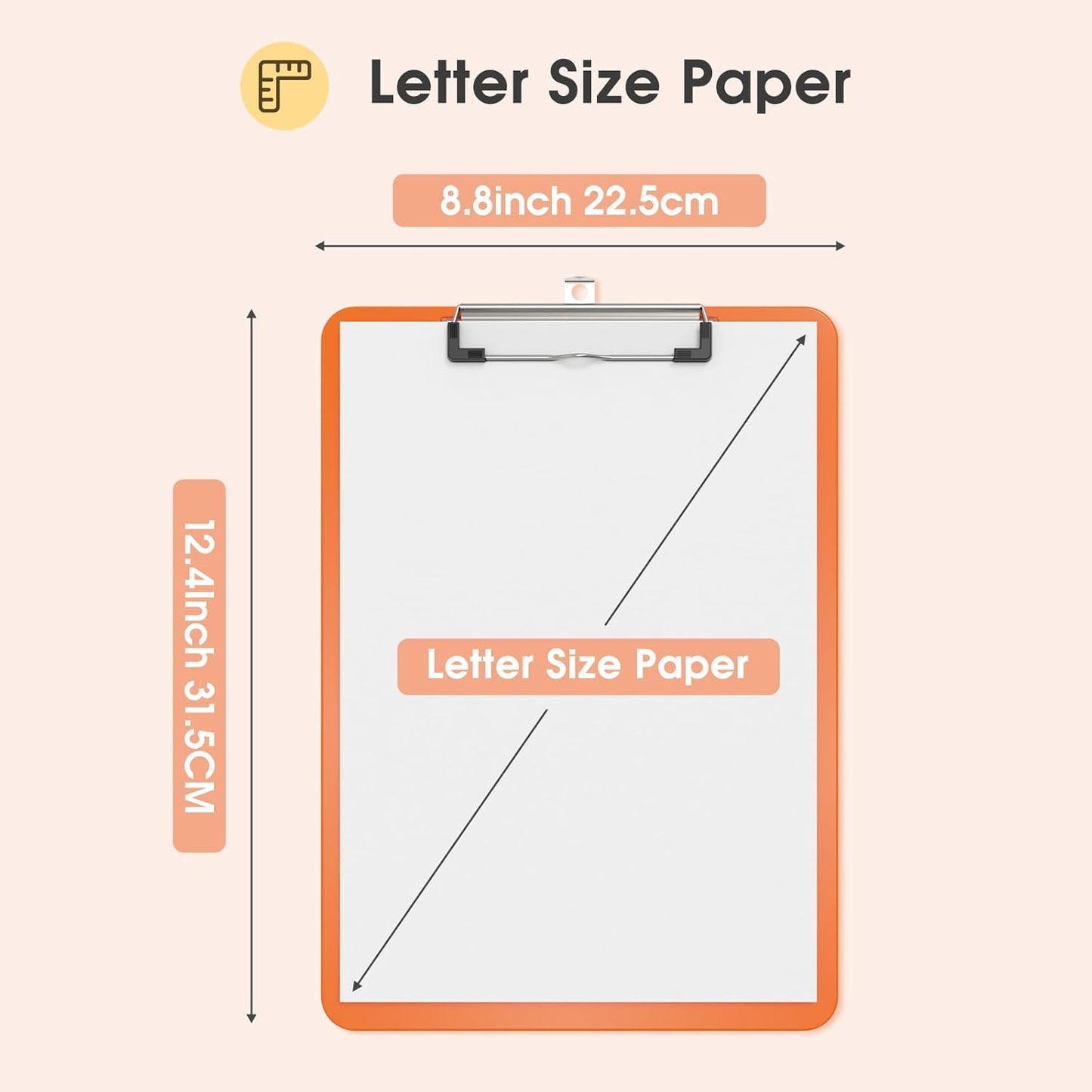 Plastic Clipboards 2 Pack, A4 Black Clip Board 8.5x11 for Classroom, Students, Kid, Woman, Size 9" x 12.5" with Low Profile Clip, Office & School Supply